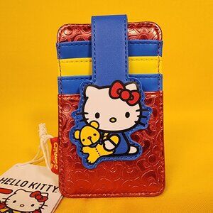 Loungefly Hello Kitty 50th Anniversary Teddy Metalic Bow Cardholder Wallet NEW